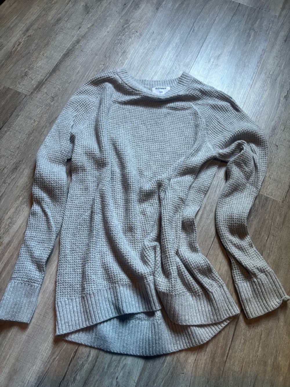 Old Navy Women's Light Cream Waffle Knit Crewneck Sweater
